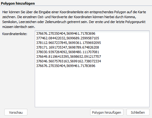 RIA Map Klient Dialog Polygon hinzuf&uuml;gen