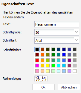 RIA Map Klient Dialog Eigenschaften Text