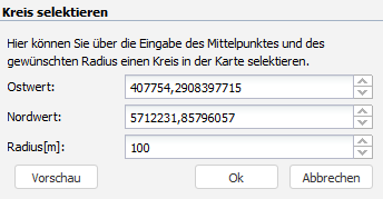 RIA Map Klient Dialog Kreis selektieren